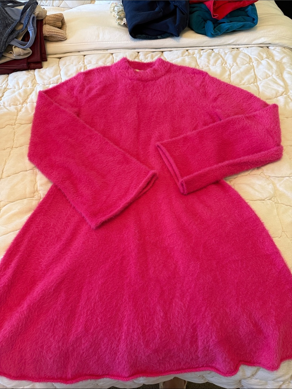Women's Fuchsia Fuzzy Sweater Dress